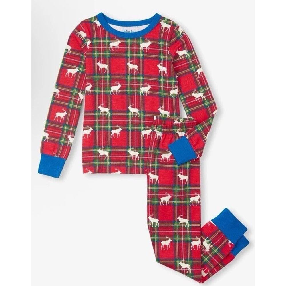 Hatley Boys Elk Plaid Pajama Set Sz 3 NWT